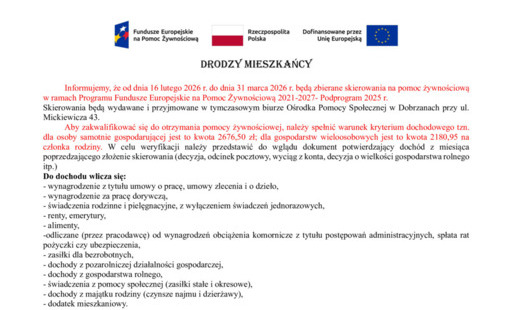 Nabór skierowań na pomoc żywnościową Caritas w 2026 r.