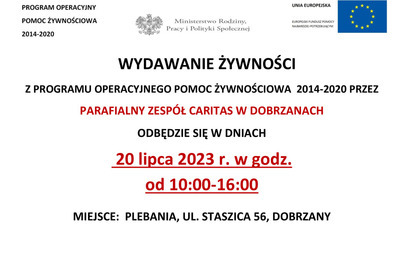 Zdjęcie do WYDAWANIE ŻYWNOŚCI  Z PROGRAMU OPERACYJNEGO POMOC ŻYWNOŚCIOWA 