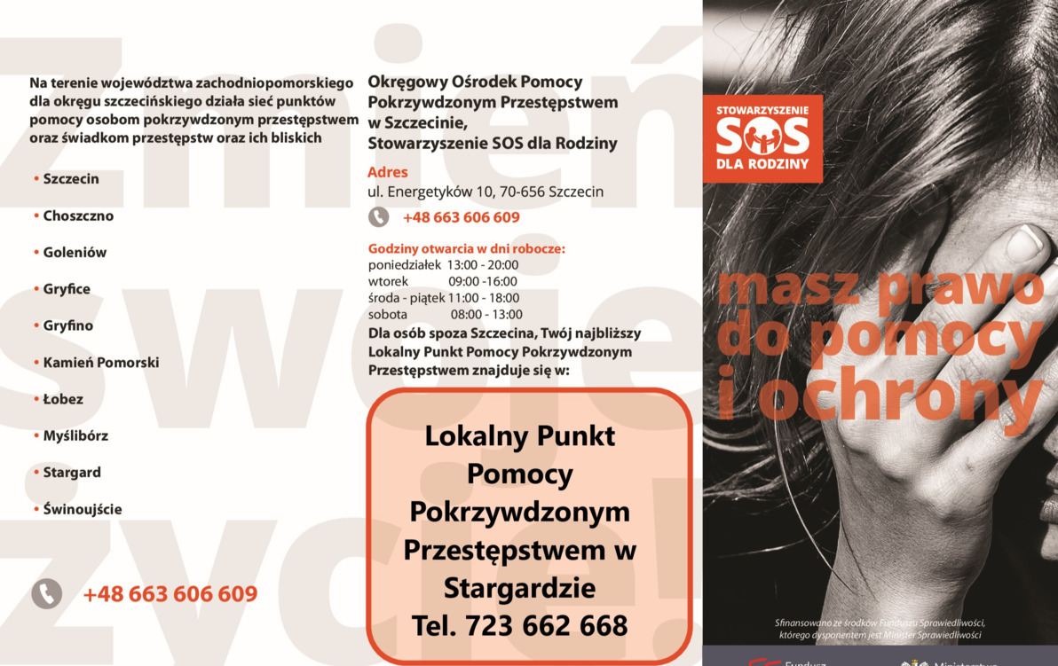 Punkty pomocy osobom pokrzywdzonym przestępstwem, świadkom oraz ich bliskim na terenie województwa zachodniopomorskiego