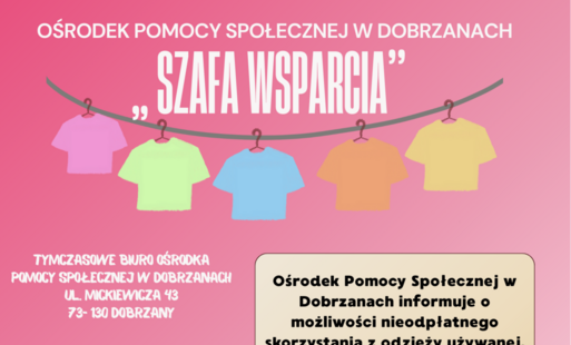 "SZAFA WSPARCIA" w Ośrodku Pomocy Społecznej w Dobrzanach