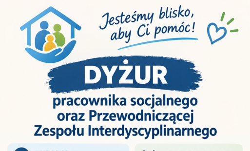 Dyżur pracownika socjalnego i przewodniczącej Zespołu Interdyscplinarnego w każdą pierwszą środę miesiąca w OPS Dobrzany